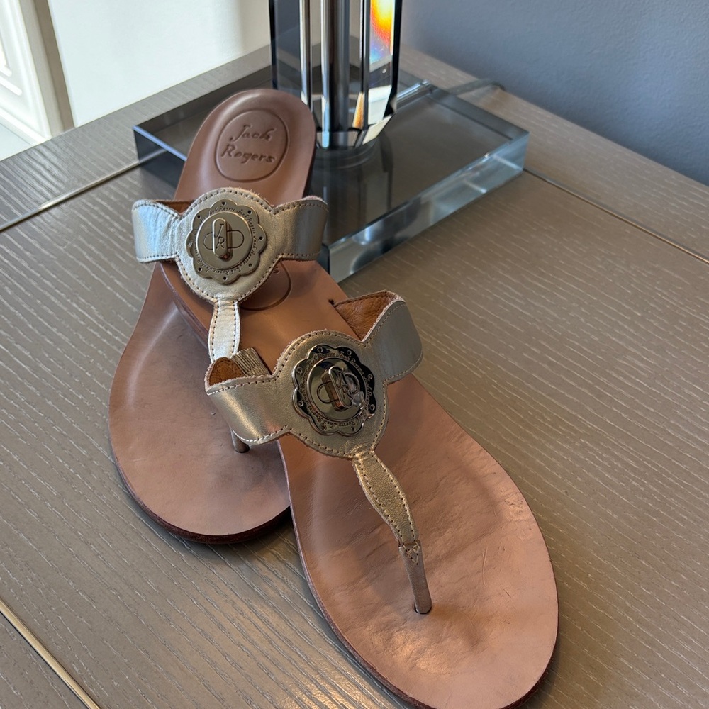 Jack Rogers Gold and Tan Sandals